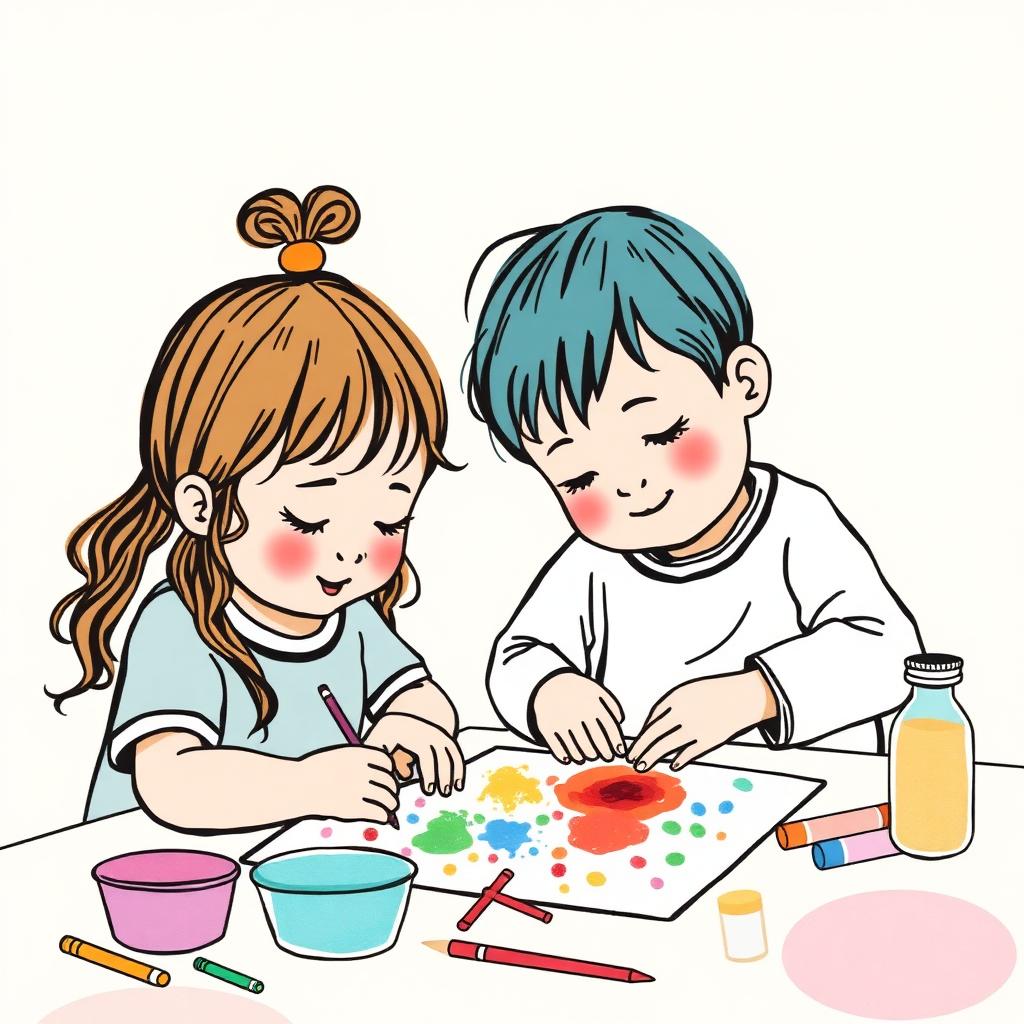 Dzieci podczas zajęć plastycznych